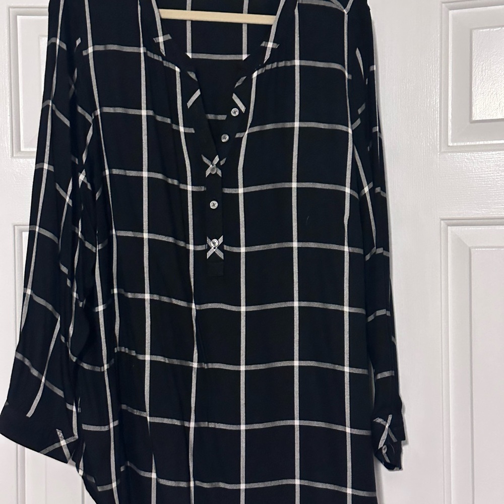 Talbots Black and White Checkered Women's Top